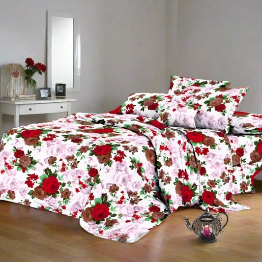 Crimson Floral Bedding Set